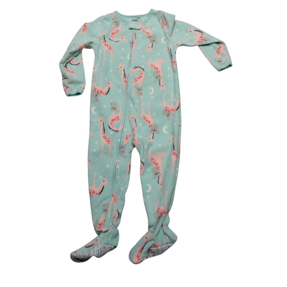 Child Of Mine Carters Fleece Footed Pajamas Toddler‎ 3T Green Giraffe Sleeper